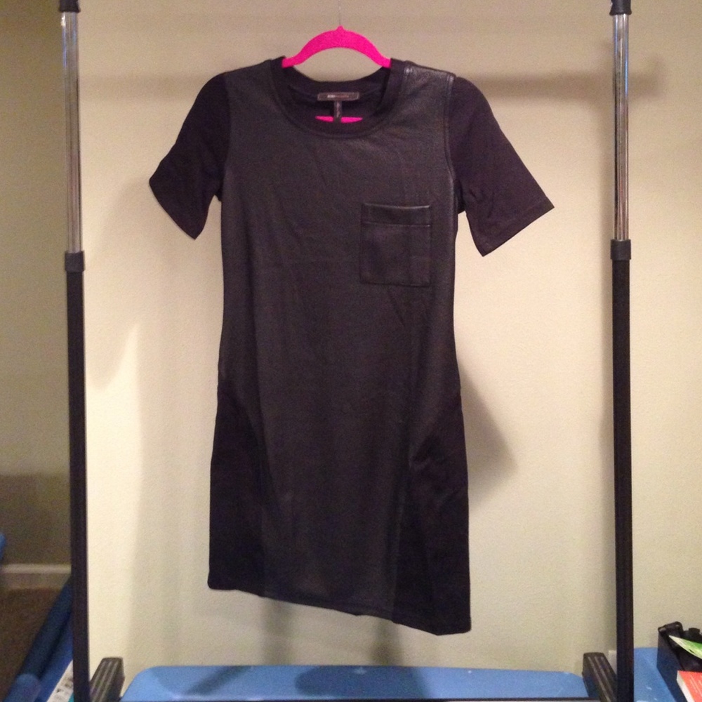 BCBGMAXAZRIA Leather and Ponte dress